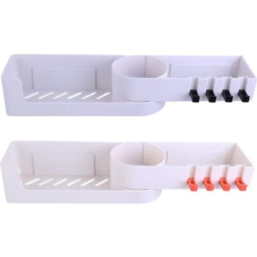 Bathroom Wall Storage Shelf, Shower Caddy Bath Shelf Storage, 180 Degree Rotating Bathroom Shelves Baskets with Hooks