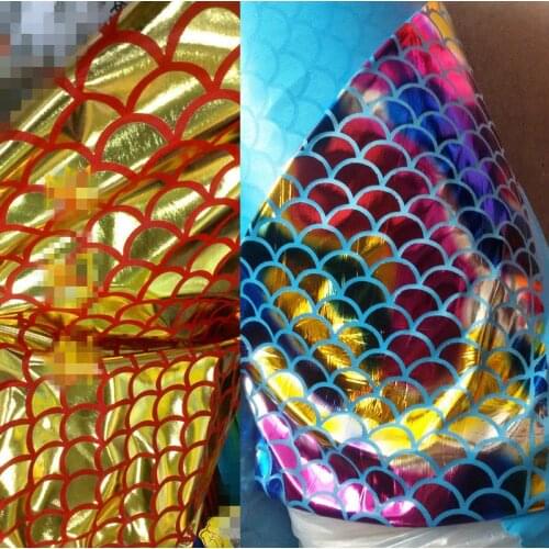 Dragonscale fish scales bronzing metallic fabric fashion Cosplay clothing diy rainbow fabric party garment diy handmade material