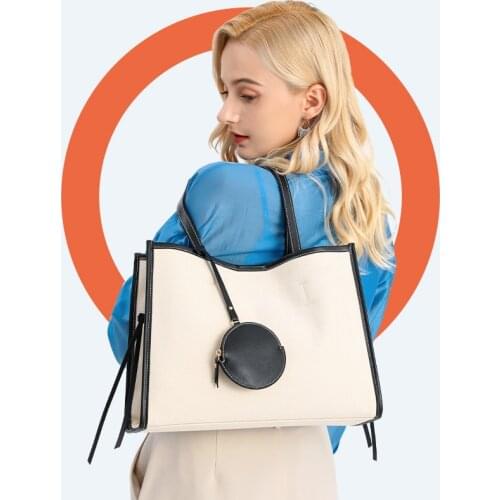 Large Capacity Simple Solid Color Canvas Shoulder Bag For Ladies Fashion Travel Shopping Tote Female Luxury Trend Design Handbag