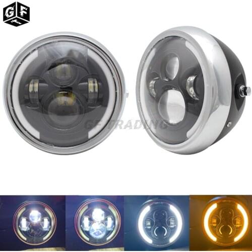 Hi/Low Beam LED Motorcycle Headlight 7.5" Round Head Light W/ Daylight Universal for Harley Bobber Chopper Honda Accessories