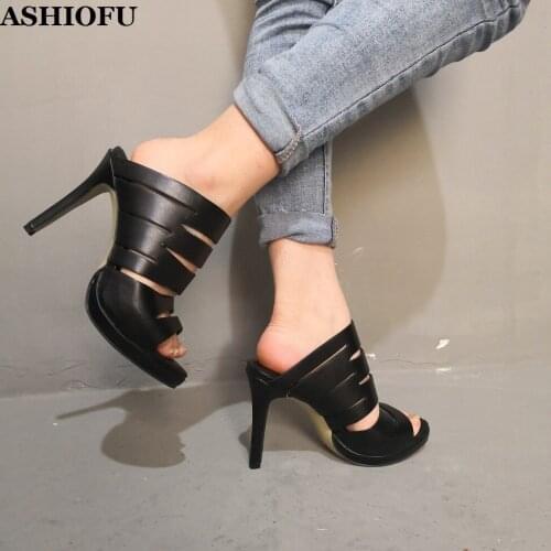ASHIOFU New Ladies High Heel Sandals Easy-wear Peep-toe Party Prom Summer Shoes Stripper Club Evening Fashion Sandals Shoes