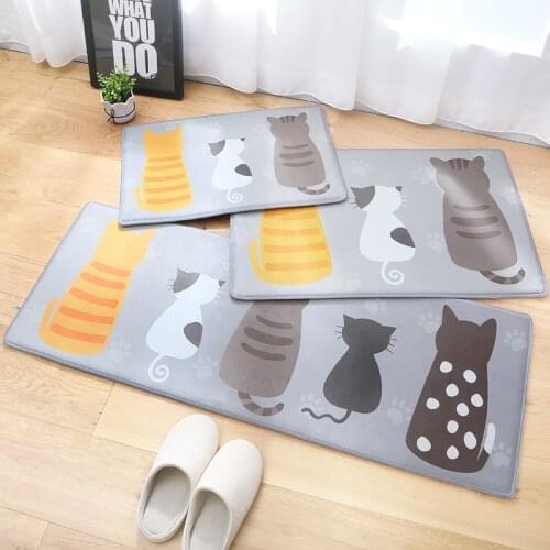 1.2cm Thicken Cat Animal Cartoon Kitchen Mat Anti-slip Long Bedroom Floor Mats Carpet Hallway Rug Slow Rebound Entrance Doormat