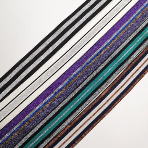 1M Gold Silver Stripe Elastic Bands 40MM Elastic Ribbon Clothing Bags Trousers Elastic Rubber 4CM Webbing DIY Sewing Accessories