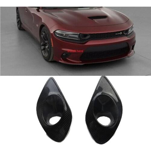 Car 1 Pair Of Front Fog Lamp Cover Carbon Fiber Pattern Decorative Cover For Dodge Charger 16-20 Automobile Decorative Cover