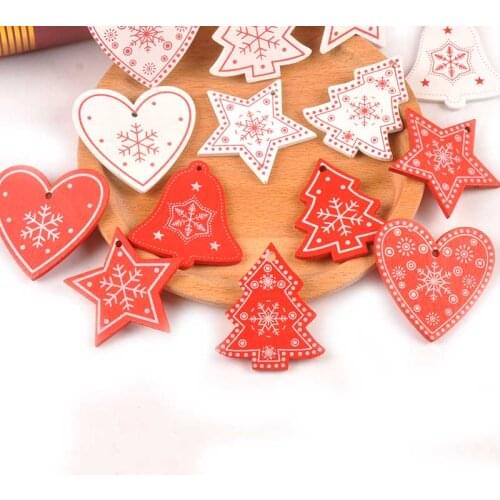 10Pcs 4-5cm Mixed Wood Slices For Christmas Home Decoration Accessories Wooden DIY Charms Drop Pendant Craft Scrapbooking M2507