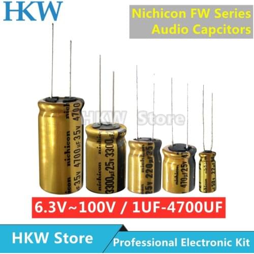 10pcs NICHICON FW Series Electrolytic Capacitors HIFI Audio Capacitor 6.3V 16V 25V 35V 50V 63V 100V 1UF 10UF 220UF 330UF 470UF