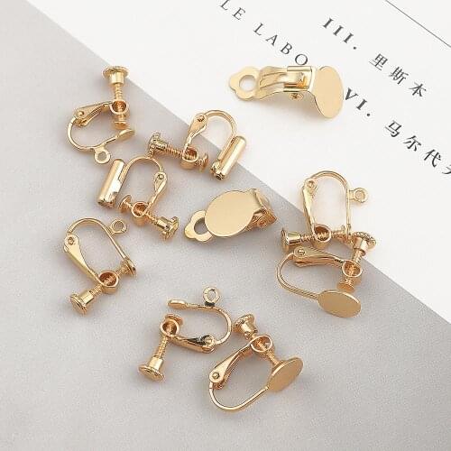 18K Gold 10Pcs/lot Copper Earring Hooks Lever Back Open Loop Setting for DIY Earring Clips Clasp Jewelry Making Accessories