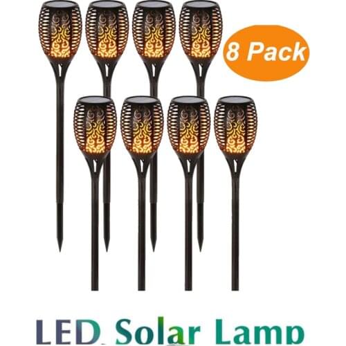 2-8 pcs Light Control Solar Flame Light Outdoor Waterproof Garden Torch Lamp for Courtyard Garden
