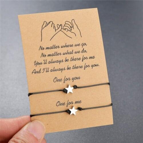 2pcs/set Heart-shaped Hand-woven Couple Bracelet Moon Black Men and Women Bracelet Jewelry Holiday Gift