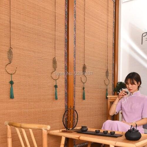 2020 New arrival Retro Chinese Tea House Copper hook bamboo curtain roller shutter window roller blinds for indoor decoration