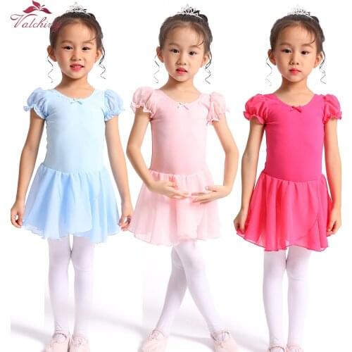 Girls Ballet Leotards Dance Dress Kids Bodysuit Ballerina Tutu Good Chiffon Skirt Pink Rose Blue Black Colors