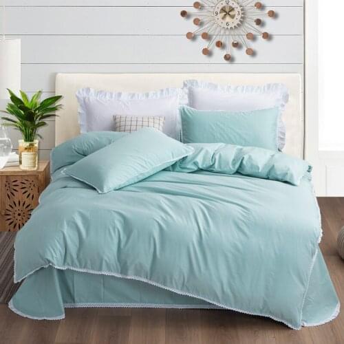 Cilected 3Pc Duvet Cover With Pillowcases Cotton Bedding Set Solid Color Single/Double/Queen Size Quilt Cover (No Bed Sheet)