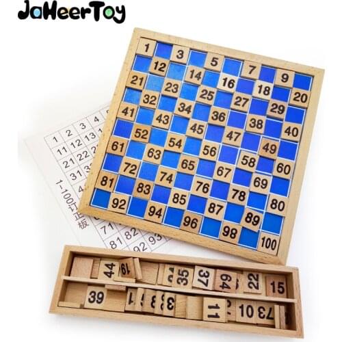 JaheerToy Montessori Educational Toy 1-100 Digital Math Wooden Toys for Children Math Early Mathematics Learning Wood