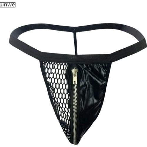 Breathable Mesh Leather G-string Underwear Transparent Men Thongs Nightwear Erotic Male Jockstraps