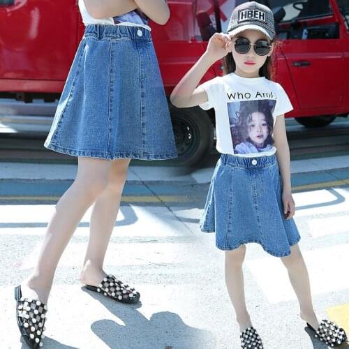 Girls Denim Skirts 2021 Spring Summer Teen Kids Skirts 10 12 Girl Half-body Skirt A-line Summer Skirts Kids Princess Dress