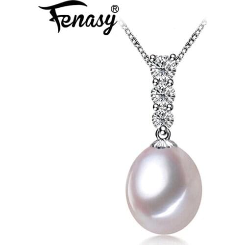 FENASY Natural Pearl Necklace For Women Pearl Jewelry Personalized Pendant Cubic Zirconia Sliver Choker Necklace Wholesale