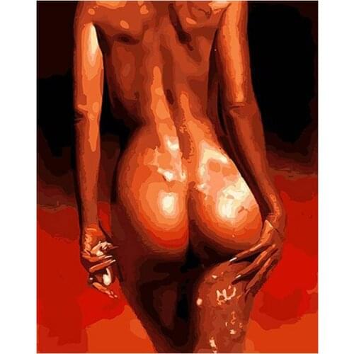 GATYZTORY DIY Painting By Numbers Flaming Back Oil Painting Figure Picture HandPainted Acrylic Painting Home Decor Unique Gift