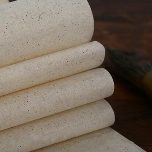 Chinese Gold Foil Rice Paper Handmade 50sheets Brush Calligraphy Creation Ink Painting Half Ripe Rice Paper Bast Xuan Paper