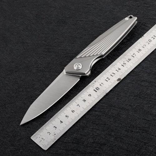 NINE THORN SilverFox M390 TC4 Blade Titanium Folding Blade Hunting Pocket Camping EDC Tool Kitchen Knife