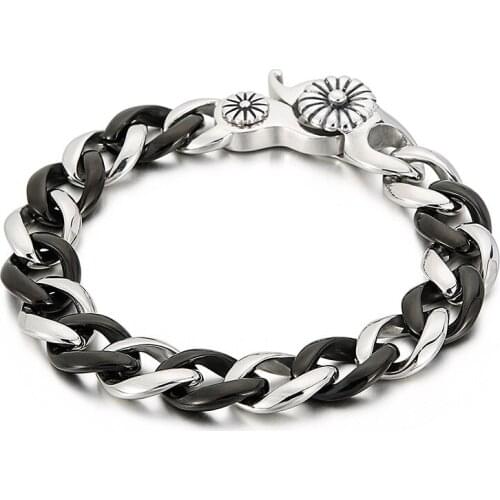 Fashion mens stainless steel jewelry, simple and creative personality, black titanium steel trendy mens bracelet