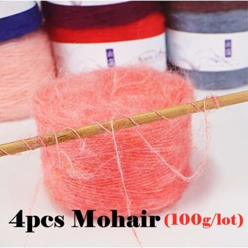 4PCS=100g Mohair Yarn For Crochet Skin-Friendly Baby Wool Thread For Knitting Sweater Shawl Threads