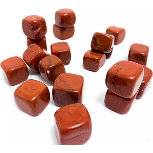 MOKAGY 15MM-20MM Natural Red Jasper Quartz Cube Stone Crystal Tumbled for Healing