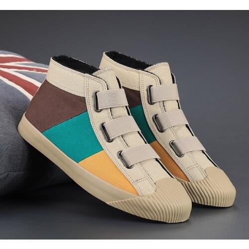 High Top Men Plimsolls Breathable Elastic Canvas Casual Shoes Men Colourful Fashion Flat Mens Vulcanized Shoes padrilles hombre