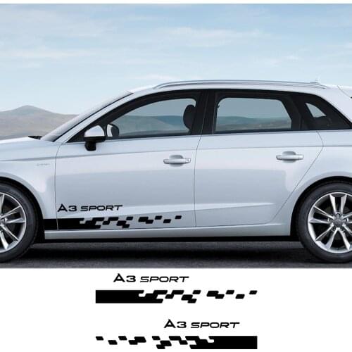 2PCS Car Sticker Side Stripe For Audi A1 A2 A3 8p 8v 8l A4 b5 b6 b7 b8 b9 A5 A6 c5 c6 c7 A7 A8 Q2 Q3 Q5 Q7 Q8 TT Car Accessories