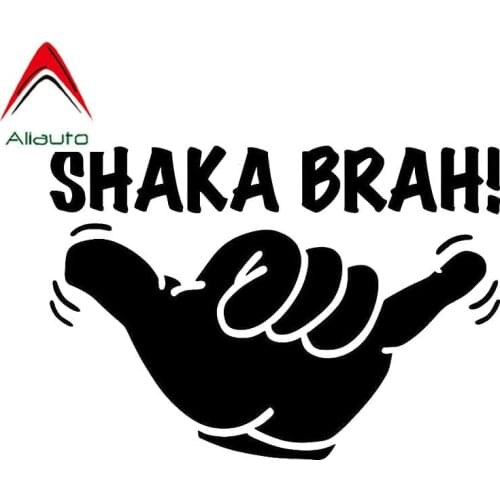 Aliauto Shaka Brah Hawaii Aloha Surf Car Sticker and Decals Motorcycle Automobile Decoration Accessories Black Silver,14cm*9cm