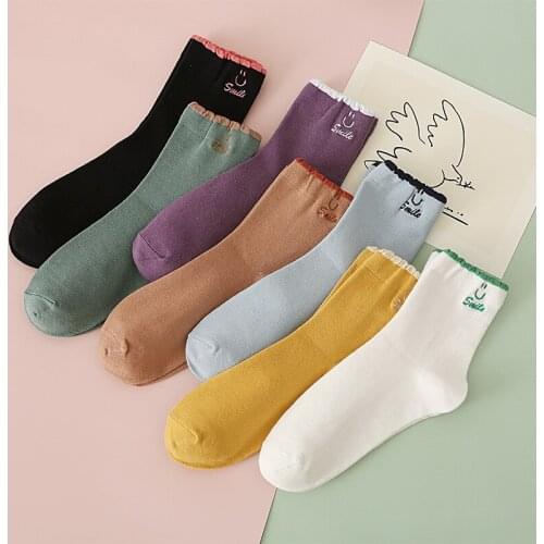 New Letter Embroidery Lace Short Socks 1 Pair Low Cut Shallow Mouth White Shoes Ins Tide Spring and Summer Cute Womens Socks