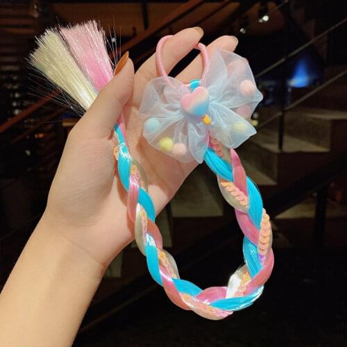 New Cute Girls Elastic Hair Rope Rubber Bands Braides Hair Accessories Wig Ponytail Hair Ring Kids Twist Braid Rope Hair Braider