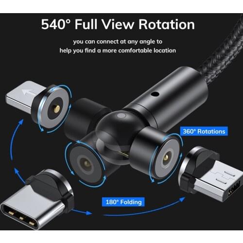 New 540 °Rotation Magnetic USB Cable Fast Charging Type C Cable Magnet Charger Micro USB Cable For iPhone 11 Max USB C Data Cord