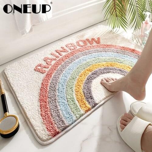 ONEUP Flocking Bath Mats Indoor Bathroom Rug Absorbent Dirt Catcher Home Anti Slip Bath Mats On The Floor Bathroom Accessories