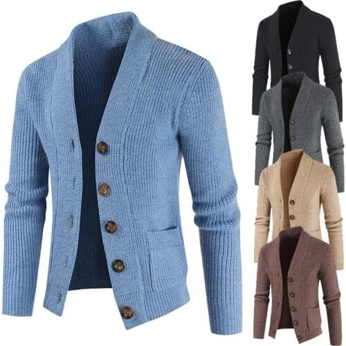 Autumn and winter new mens sweater single-breasted lapel sweater jacket sportsman casual wear