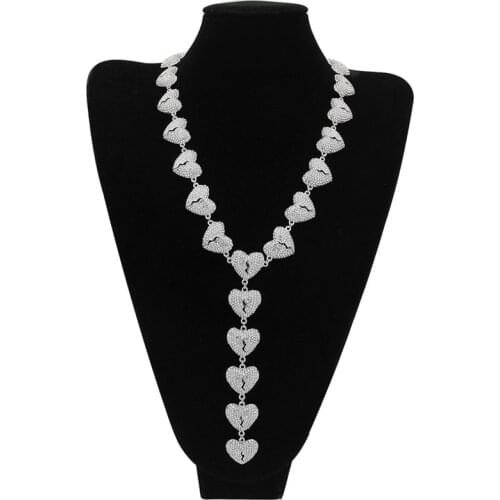 Heart Break Charms Necklace Luxury Full Austrian Rhinestones Hip Hop Jewelry For Men Fashion Designer Necklace