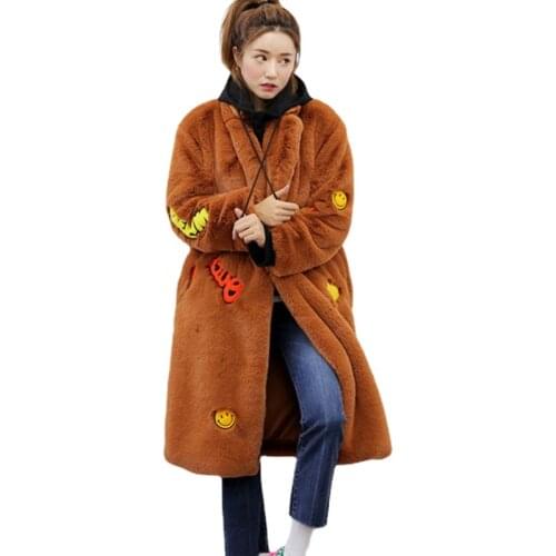 2021 New Thick Faux Rabbit Fur Coat Loose Coat Ladies Plush Coat Plush Female Coat Long Plush Jacket Women