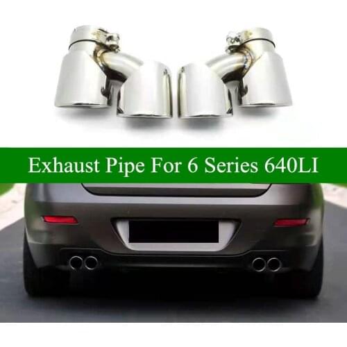 Pair H Style 304 Stainless Steel Muffler Exhaust Pipe For BMW 6 Series 640LI Upgrade M6 Car Rear Tail Tips