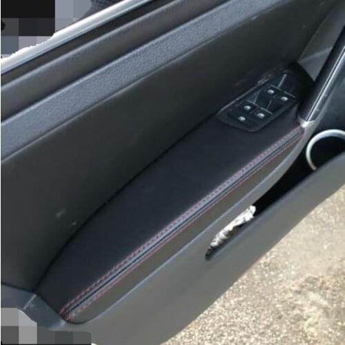 For Golf 7 2014 2015 2016 - 2018 Microfiber Front / Rear Door Panel + Armrest Leather Cover Protective Trim with Mount Fittings
