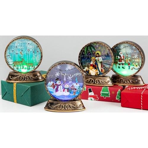 Christmas Night Light Decoration For Home Santa Claus Elk Snowman Scene Layouts Props Night Lamp Christmas Decoration