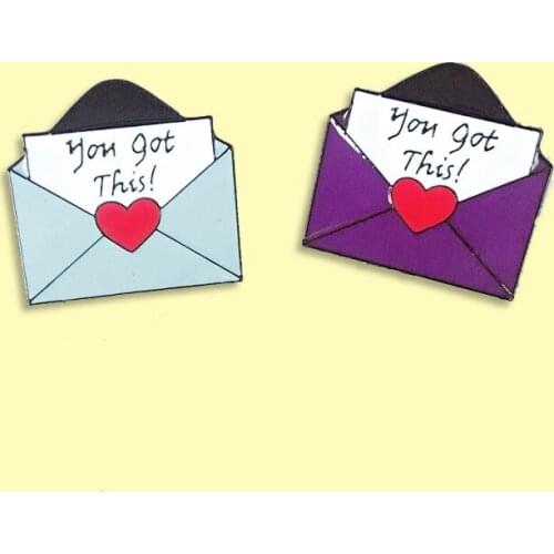 Blue Purple Envelope Enamel Pin You Got This Brooch Backpack Clothes Lapel Love Letter Jewelry Gift for Couple Lovers
