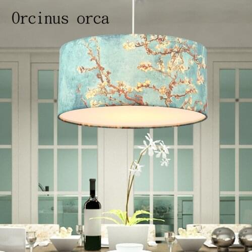 Mediterranean pastoral style blue chandelier living room restaurant bar simple cloth cover small fresh lamp Postage free