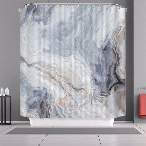 Stylish Art Marble Printed Shower Curtain Modern Bathroom Decorative Mold and Water-proof Shower Curtain