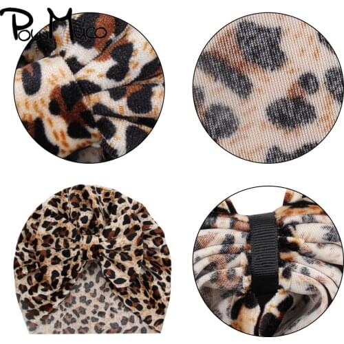 Powmuco 19.5*19 CM Super Soft Velvet Baby Girls Caps Fashion Leopard Print Bowknot Hats Infant Bows Headwear Clothing Decoration