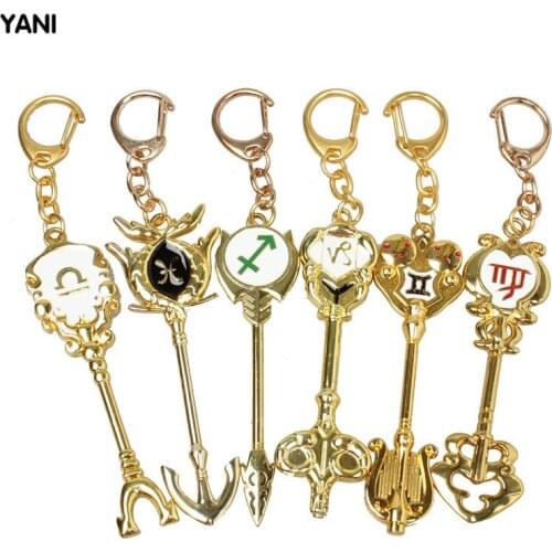 Japan Anime Fairy Tail Cosplay Lucy Celestial Zodiac Spirit Gate Key Chains Pendant Constellation Keychain Keyring 2021
