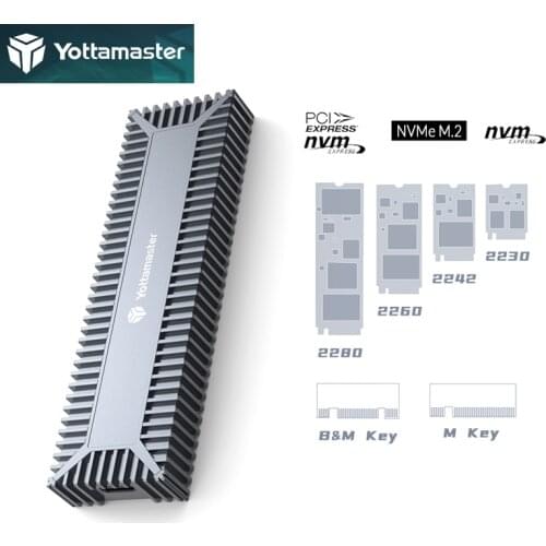 Yottamaster Aluminum M.2 NVMe SSD Enclosure Adapter USB 3.1 Gen 2 (10 Gbps) SSD External Enclosure for M.2 PCI-E NVMe SSD-[SO1]