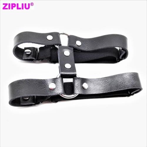 Women New Fashion Harajuku Handmade Adjustable & Elastic Punk Spandex Leg Ring Two rows Stocking black Suspender O-round Gothic