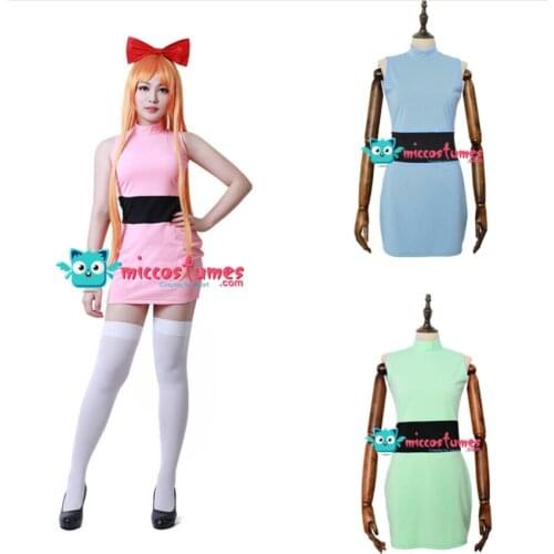 Womens Blossom Bubbles Buttercup Cosplay Costume Women Dress