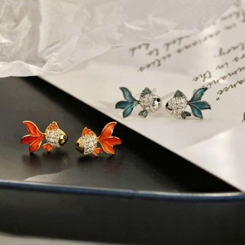 VENTFILLE 925 Sterling Silver Small Goldfish Earrings for Women Exquisite Design Cute Sweet Party Jewelry Gifts 2021 New Trend