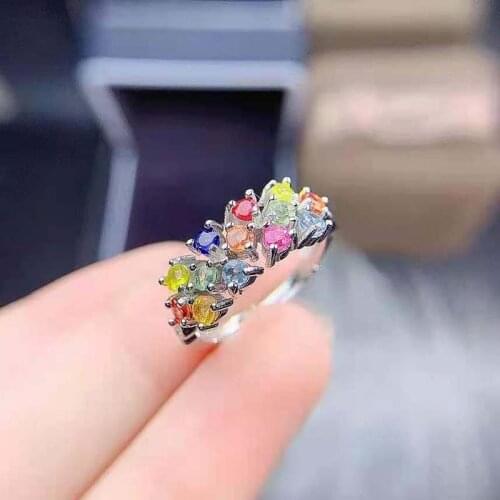 Natural Gem S925 Sterling Silver Sapphire/Tanzanite Fine Ring Fashion Wedding Charming Jewelry for Women MeibaPJFS