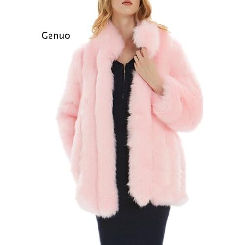 Women Winter Coat Jacket Luxury Long Sleeve Stand Collar Faux Fox Fur Coat Slim Long Faux Fur Jacket Women Fake Fur Coats